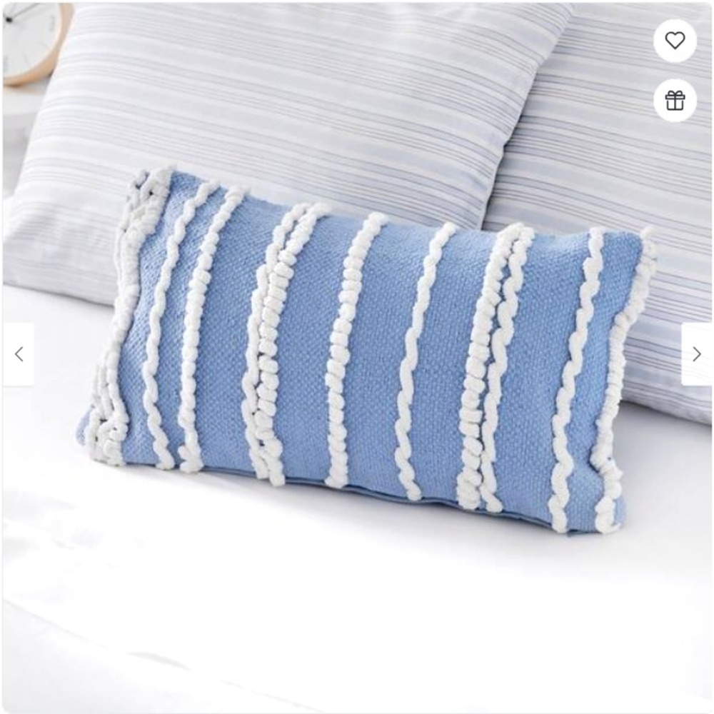 Martha Stewart Bryce Chenille Oblong Decorative Pillow Cover - Powder Blue